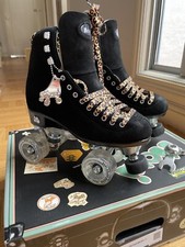 NEW Moxi Panther Roller Skates Black Suede Riedell Size 6  Women  s 6.5-7 NIB