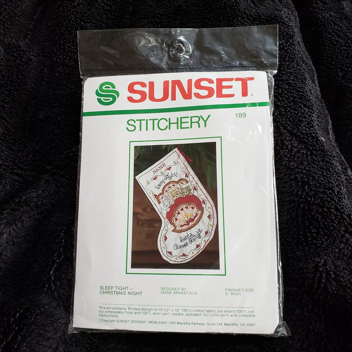 Kit Broderie Sunset Stitchery Vintage – Grizzly Bear 2556 – Laine Crewel – Neuf Scellé