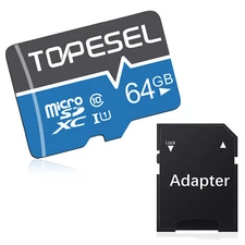 TOPESEL Ultra Micro SD Card SDXC 64GB Class 10 TF Cards Memory Cards High Speed 