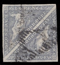 MUJERES: CAPA DE BUENA ESPERANZA SG #7d 1863 PAR DE PAPEL AZUL USADO £2,000+ LOTE #65655