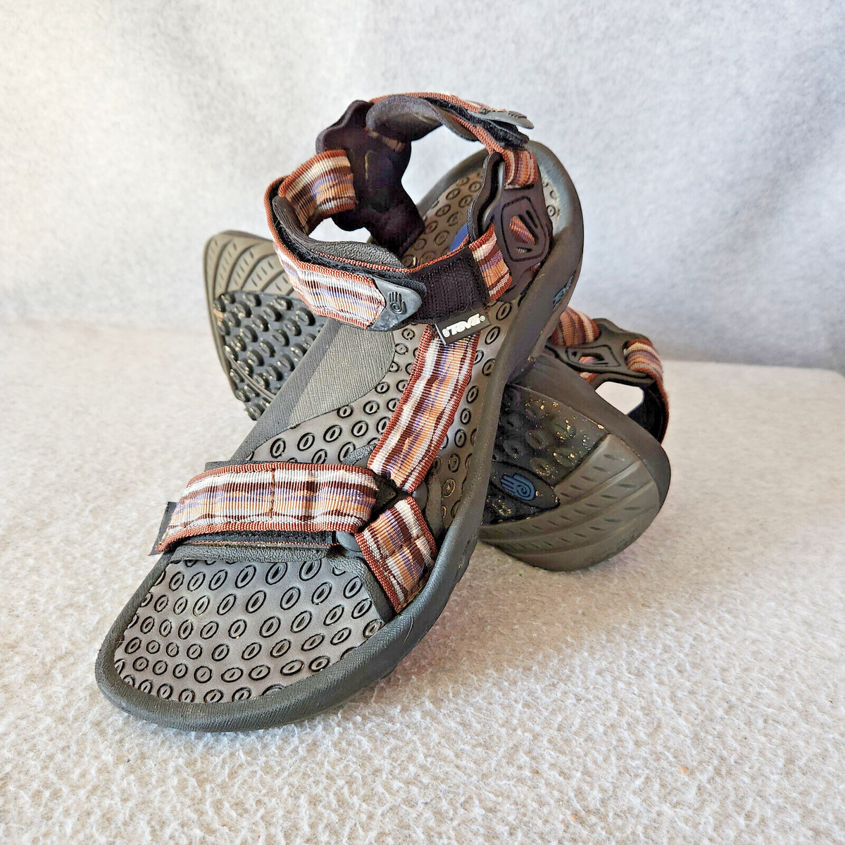 Teva Men’s Sport Sandals - Size 10 - Brown Geometric Pattern Teva Men Hurrican Geometric Webbing Strap Hiking Outdoor  main image 3
