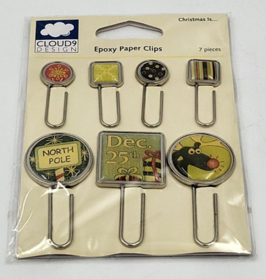 Cloud9 Design ''Christmas Is...'' 7 Piece Epoxy Paperclips - New/Sun Stained