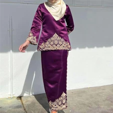 Two Piece Women Blouse Top Long Skirt Sets Islamic Embroidery Outfits Prom Dress