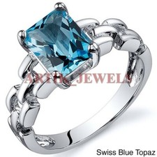 Natural Blue Topaz Gemstone with 925 Sterling Silver Ring for Women's 3440