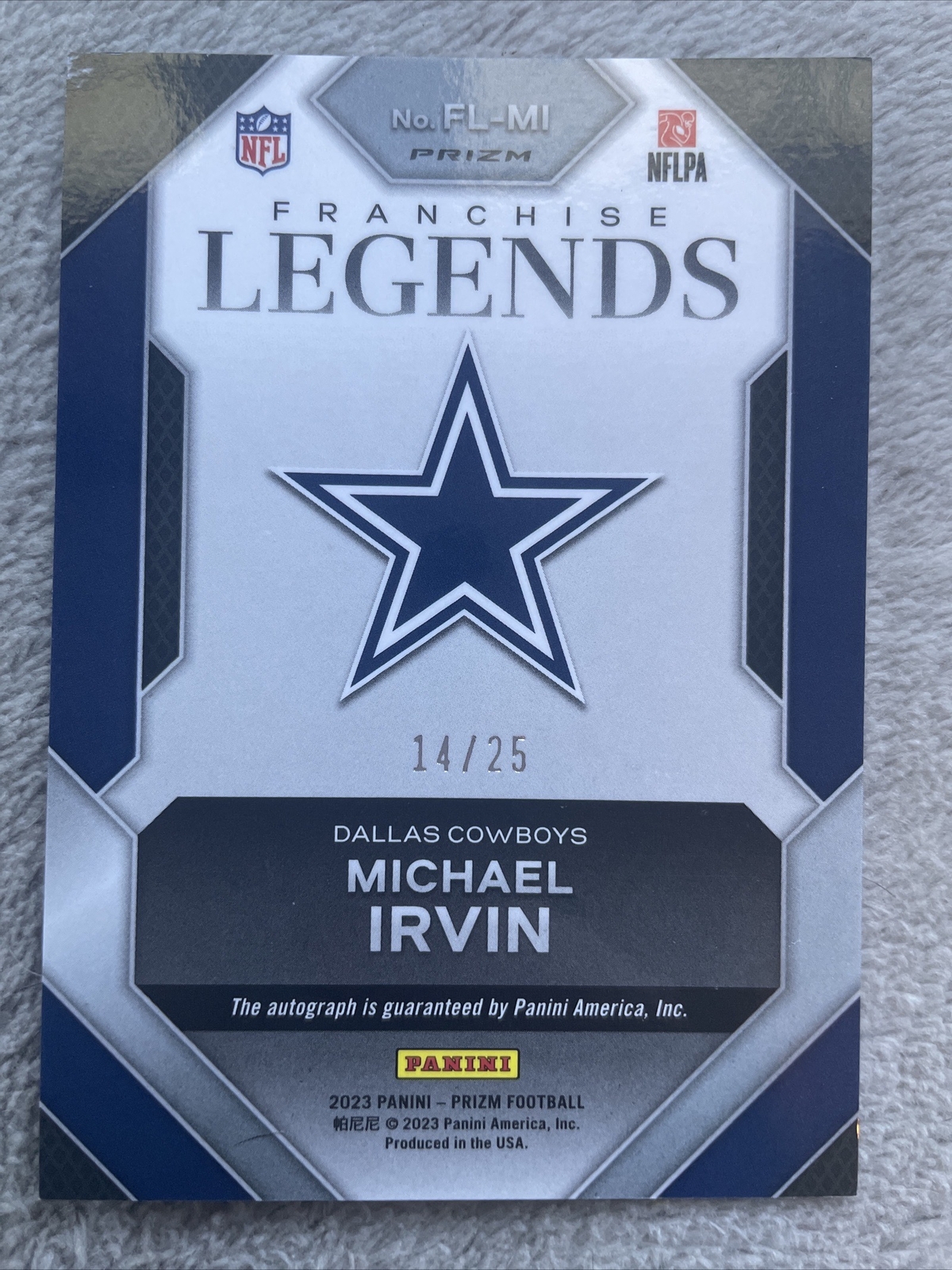 2023 Prizm Michael Irvin Auto Franchise Legends Silver Camo Auto /25 