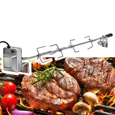 Electric Rotisserie Kit Camping BBQ Grill w/Motor Detachable Spit Rod Commercial