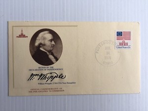 William Whipple Official Commemorative January 14, 1976 Envelope & Stamp 13c