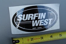 Surfin West Simi Valley Black White Oval Original V67B Vintage Surfing STICKER