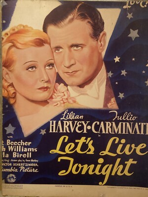 1935 Movie Poster Columbia Pictures RARE Original  Let s Live Tonight  Carminati