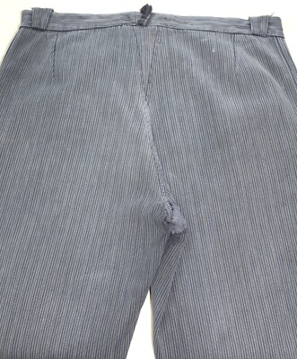 French 1950s grey striped woven cotton work peasant pants W38 Made