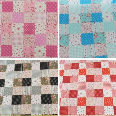 Polycotton Stoff Karo Patchwork Floral Ditsy Blumen Rosen Schleifen Polka Dots