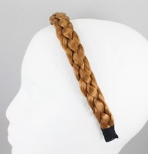 Brown braid faux hair headband braided plaits 3/4" wide hair band