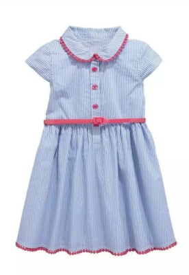 Brandneu mit Etikett Mädchen rosa Gürtel blau & weiß gestreift Kleid Größe 3-6 Monate