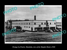 OLD POSTCARD SIZE PHOTO OF PORTAGE LE PRAIRIE MANITOBA THE MAYFAIR HOTEL c1940