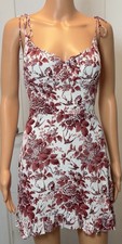 Reformation Floral Toile Print Mini Dress Women's Size 8 Viscose Tie Strap