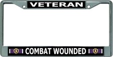 Purple Heart Combat Wounded Veteran 2 Chrome License Plate Frame Purple Heart Combat Wounded Veteran 2 Chrome License Plate Frame