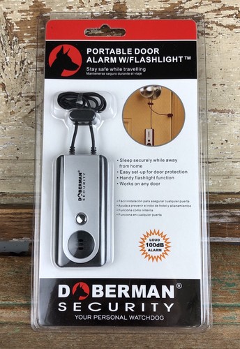 Doberman Security Portable Door Alarm w/ Flashlight Traveler Defense SE-0203 OR