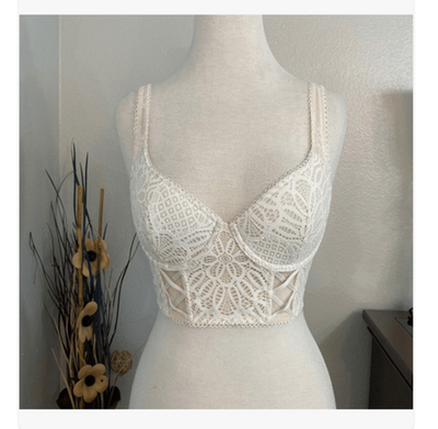 Victoria's Secret Lace Corset Bustier Bra 32DD Dream Angels White