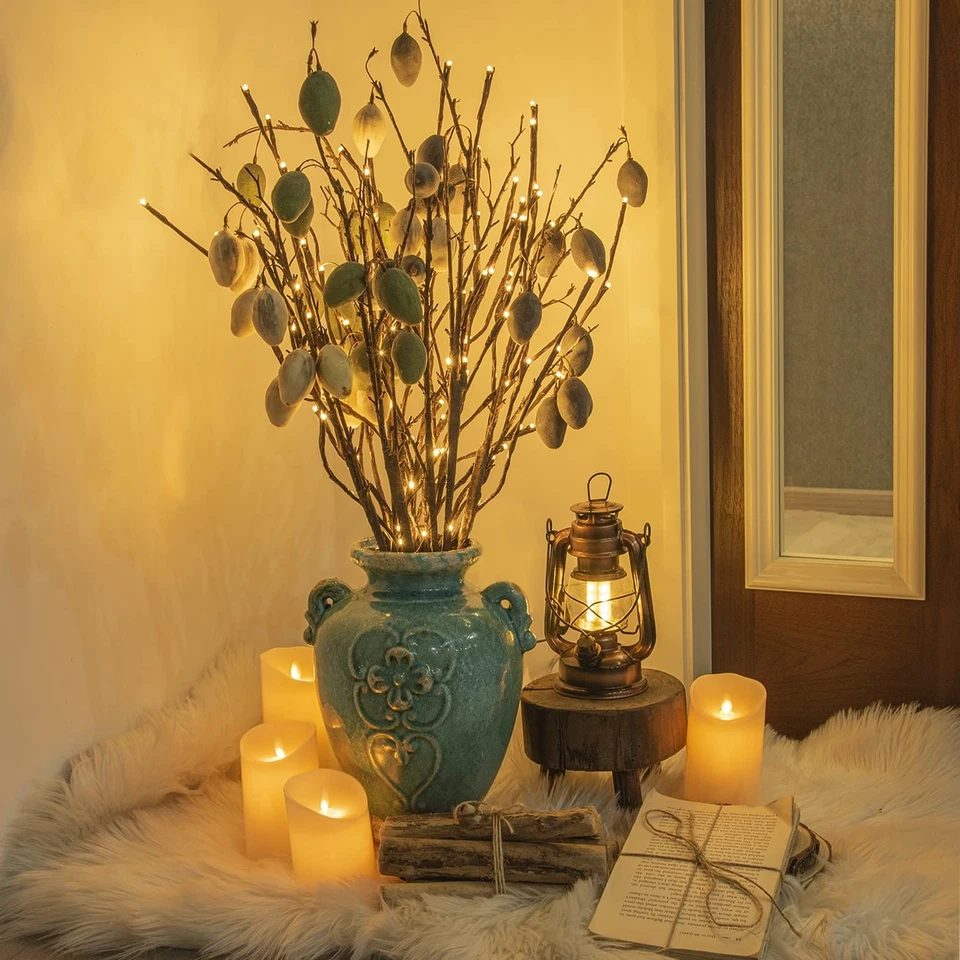 3PK 30" Brown Lighted Twig Branches Pathway Light 60 LED Warm White Bulbs for... - Image 3 of 4