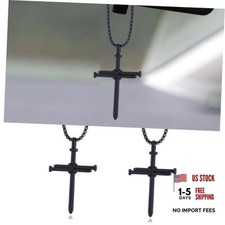 2pcs Nail Cross Pendant Metal Cross Car Hanging Ornament Car Rear View Black