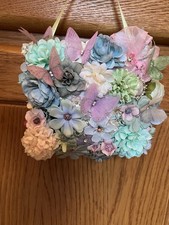 Beautiful Silky Flowers Butterflies Wall Hanging Shabby Chic Shelf sitter