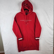 Tommy Hilfiger Red Crewneck Long Sleeve Sweatshirt Dress with Pockets Large