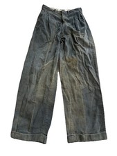 Vintage 1950s 50s Distressed Western Pants Blue Corduroy Youth 24X25