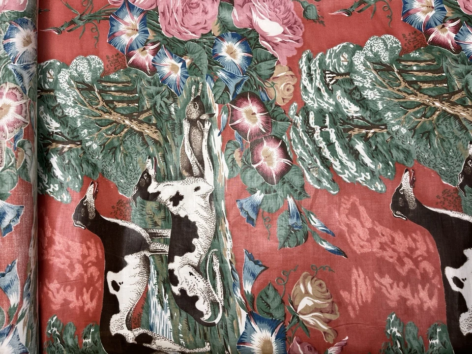 Lee Jofa - Whippets - Red - 100% Cotton Fabric - 2 & 3/8 Yds x 39" - Image 2 of 4