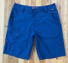 Simms Fishing Mens 36 Performance Cargo Shorts Hiking Zip Pocket Blue EUC