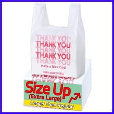 Extra Large 13" x 8" x 23" X-Large Size up, 100 Count Plastic Bags with Handl...