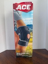 ACE Brand Adjustable Compression Knee Support W/Stabilizers Black/Gray  One Size