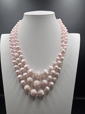 Vintage Japan Faux Pearl Choker Mid-Century Three Strand Necklace Retro 50s MCM