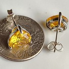 925 Sterling Silver 5.6CT Heart Shape Citrine 10mm Earrings White Gold-plated — photo 3