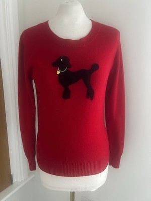 Milly Of New York Designer Pullover rot Pudel Motiv Größe M