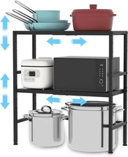 2-Tier Expandable Metal Storage 2 Tier：11.8"D x 28.3"W x 30.9"H, Black 