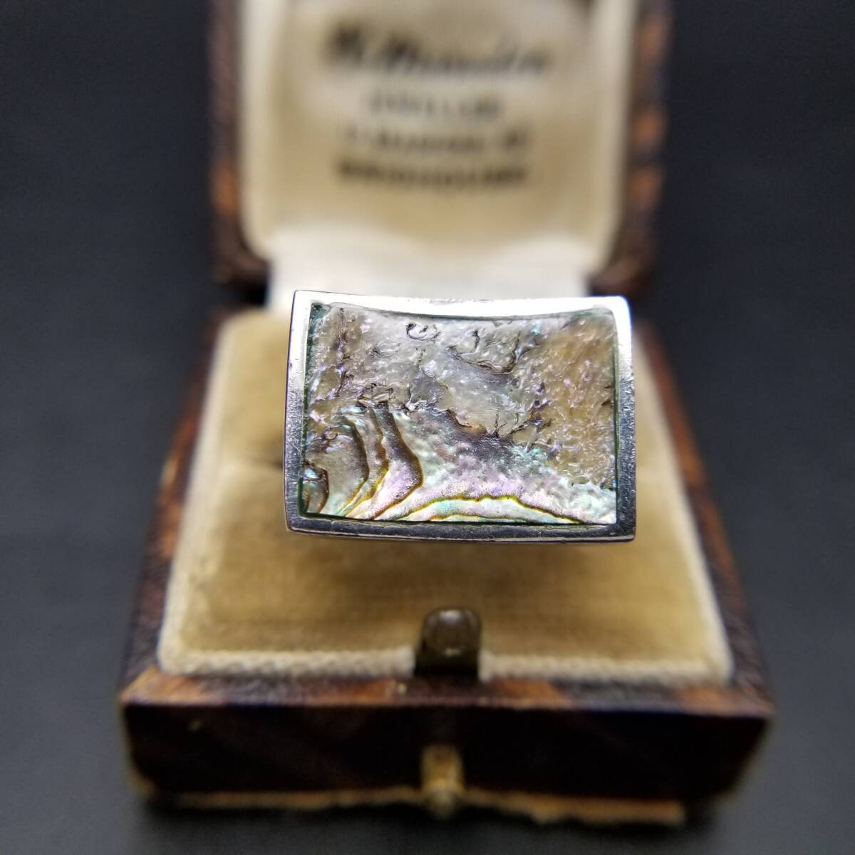 Abalone Shell Rectangle Frame Curved 925 Silver V… - image 2