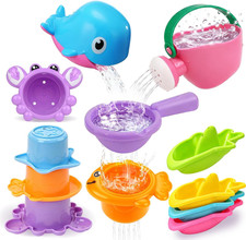 Baby Mold Free Bath Toys for Kids Ages 1-3, 10 PCS Toddler Bathtub Pool Sand