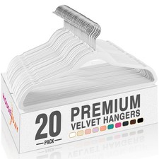 White Velvet Hangers 20 Pack Non Slip Clothes Felt Hanger Heavy Duty for Coat...