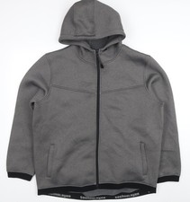 Grauer Trainings-Hoodie Herren UK Gr&ouml;&szlig;e 2XL durchgehender Rei&szlig;verschluss