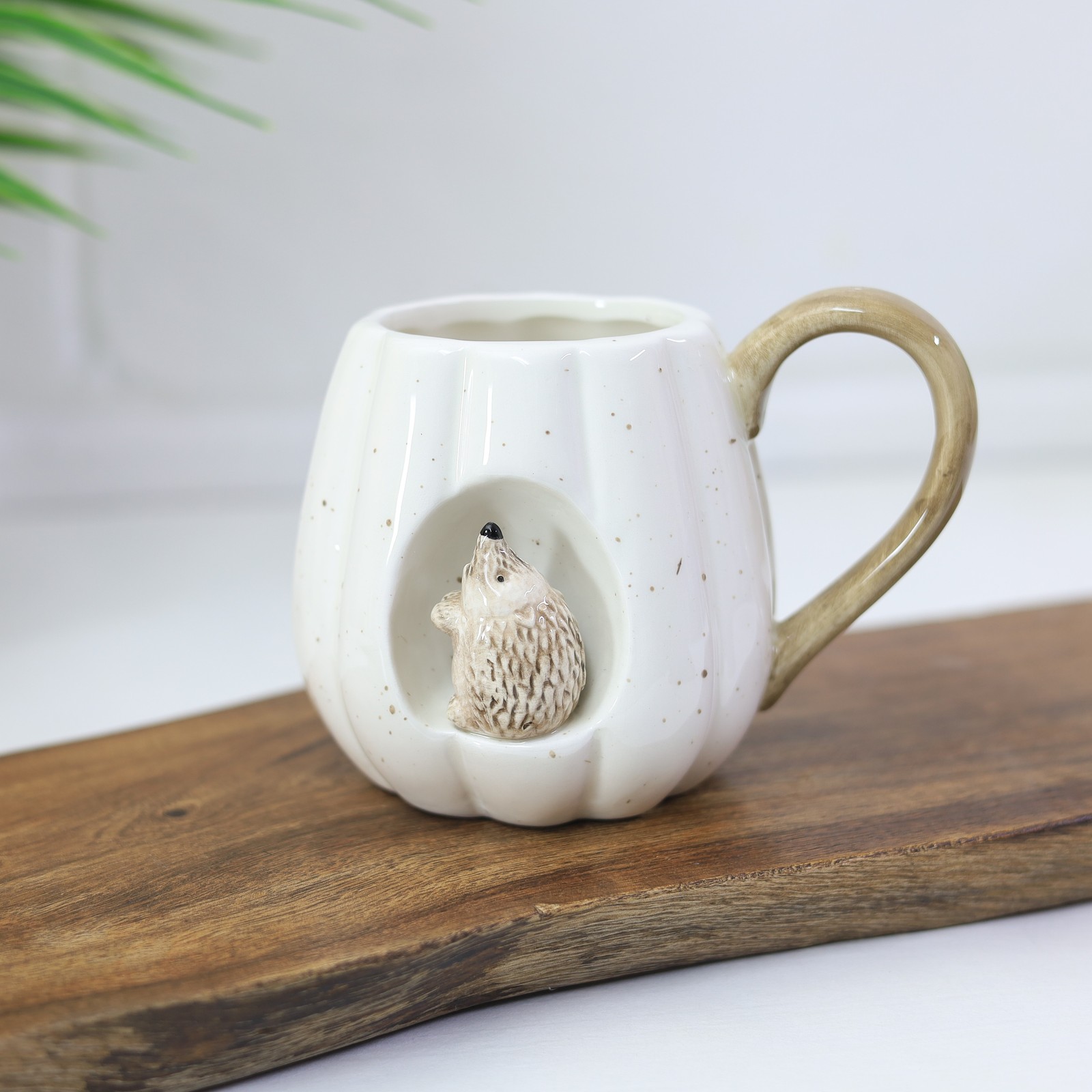 Ceramic Coffee Mug 3D Hedgehog White Pumpkin Design Cup Drinkware Country Living