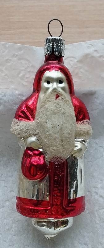 Vintage Christmas Old World Santa Claus Ornament Glass Mica 4" Czechloslovakia