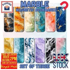 Marble Magnetic Bookmarks Set of 3 ? Elegant Reading Gift