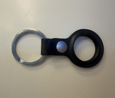 Apple AirTag Black and Silver Leather Keychain