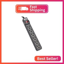 Tripp Lite 6 Outlet Power Strip NEMA 5-15R 6-ft Cord 5-15P Black Housing PS66B 