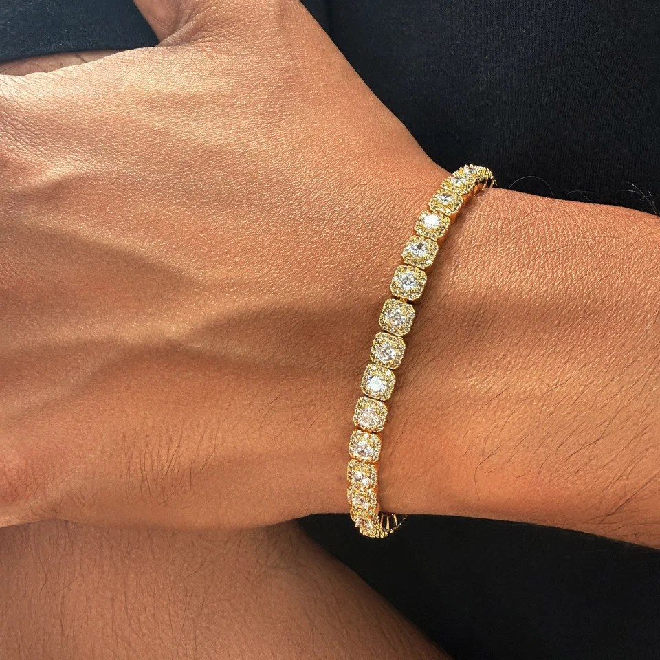 18K Gold Diamond Tennis Bracelet 7” VVS D Cluster Solitaire Luxury Jewelry Chain - Image 2 of 4