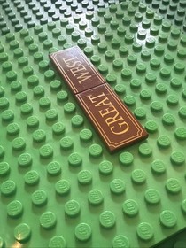 LEGO Printed Tile 2x4 Set Brown GREAT WEST Train Signs Hotel Western Cowboy 7597