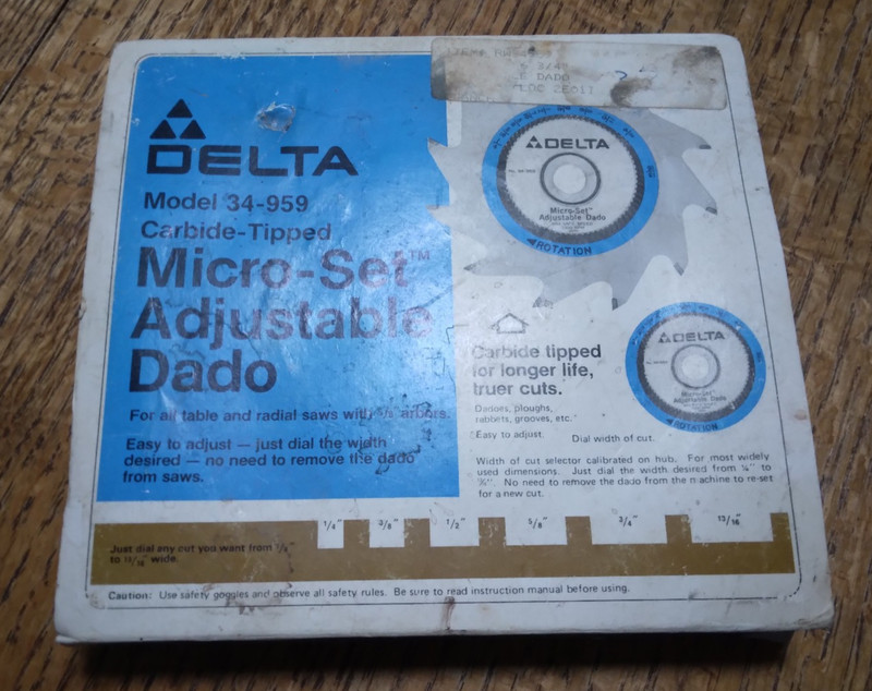 Delta Model 34-959 Carbide Tipped Micro-Set Adjustable Dado ~5/8 Arbors