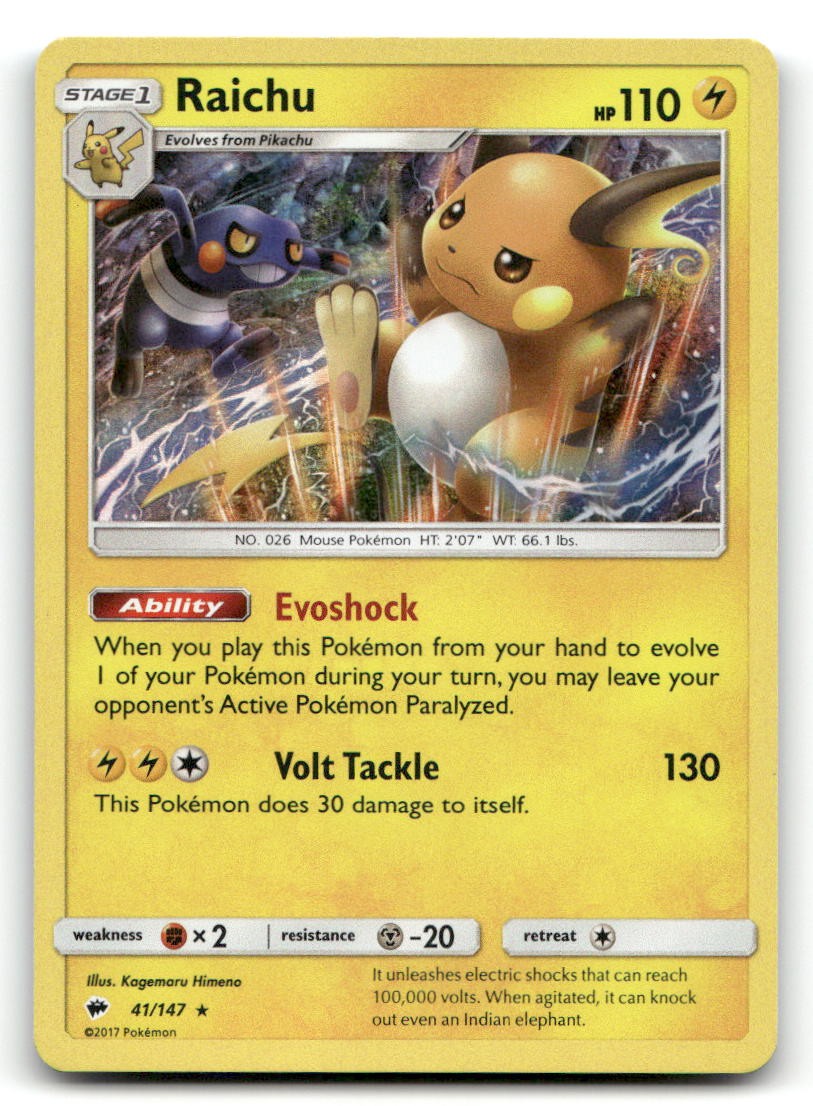 Raichu Holo SM - Burning Shadows 41/147 LP Pokemon