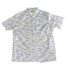 Duluth Trading Co Men’s XL Tall Button Up Short Sleeve  Blue/White Hiking Shirt