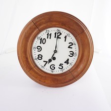 Wall Clock Antique Round in Wooden Case Approx 34cm D with Mechanical Movement